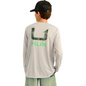 imageHUK Boys Pursuit Pattern Long Sleeve Fishing Shirt for KidsHuk Fill  Harbor Mist