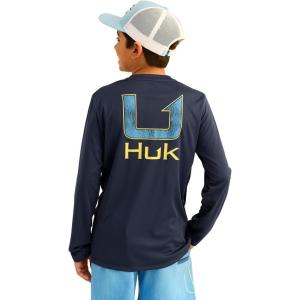 imageHUK Boys Pursuit Pattern Long Sleeve Fishing Shirt for KidsHuk Fill  Naval Academy