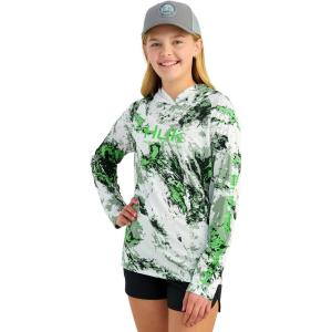 imageHUK Boys Pursuit Pattern Long Sleeve Fishing Shirt for KidsMossy Oak  Fog Green