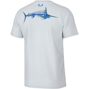 imageHUK Mens Fishing Graphic Tee Performance Short Sleeve QuickDryBill Bones  White