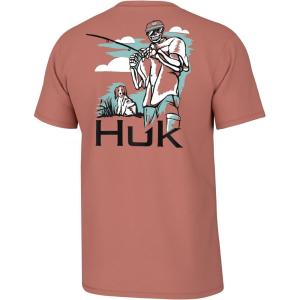 imageHUK Mens Fishing Graphic Tee Performance Short Sleeve QuickDryFletch N Bones  Sunburn