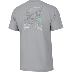 imageHUK Mens Fishing Graphic Tee Performance Short Sleeve QuickDryWish Bone  Harbor Mist