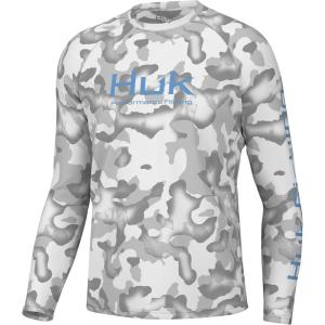 imageHUK Mens Kc Scott Patterned Pursuit Performance Fishing ShirtPhantom Scales  Harbor Mist