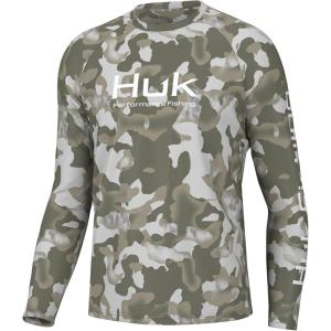 imageHUK Mens Kc Scott Patterned Pursuit Performance Fishing ShirtPhantom Scales  Moss
