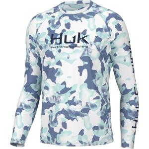 imageHUK Mens Kc Scott Patterned Pursuit Performance Fishing ShirtPhantom Scales  Quiet Harbor
