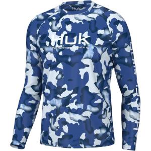 imageHUK Mens Kc Scott Patterned Pursuit Performance Fishing ShirtPhantom Scales  Set Sail