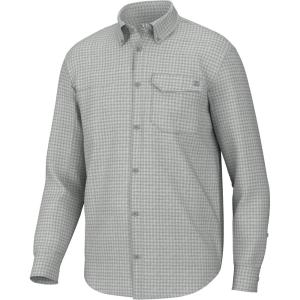 imageHUK Mens Tide Point Pattern Long Sleeve Shirt Fishing Button DownMini Check  Harbor Mist