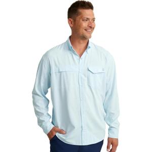 imageHUK Mens Tide Point Pattern Long Sleeve Shirt Fishing Button DownMini Check  Ice Water