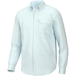 imageHUK Mens Tide Point Pattern Long Sleeve Shirt Fishing Button DownMini Check  Island Paradise