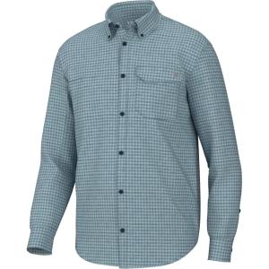imageHUK Mens Tide Point Pattern Long Sleeve Shirt Fishing Button DownMini Check  Set Sail