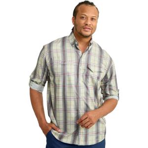 imageHUK Mens Tide Point Pattern Long Sleeve Shirt Fishing Button DownScarlet Blaze