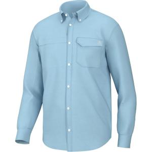 imageHUK Mens Tide Point Solid Long Sleeve Shirt ButtonCrystal Blue