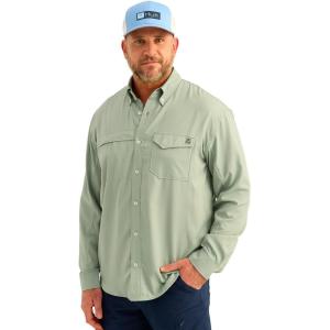 imageHUK Mens Tide Point Solid Long Sleeve Shirt ButtonFog Green