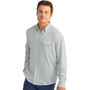 imageHUK Mens Tide Point Solid Long Sleeve Shirt ButtonHarbor Mist