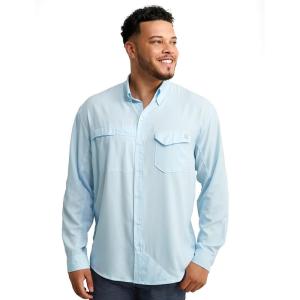 imageHUK Mens Tide Point Solid Long Sleeve Shirt ButtonIce Water