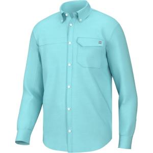 imageHUK Mens Tide Point Solid Long Sleeve Shirt ButtonIsland Paradise