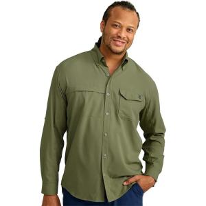 imageHUK Mens Tide Point Solid Long Sleeve Shirt ButtonMoss