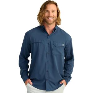 imageHUK Mens Tide Point Solid Long Sleeve Shirt ButtonSargasso Sea