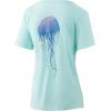 imageHUK Womens Short Sleeve Performance Tee  Ladies Fishing TShirtJelly Fish  Beach Glass Heather