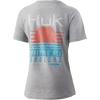 imageHUK Womens Short Sleeve Performance Tee  Ladies Fishing TShirtStriped Horizon  Oyster Heather