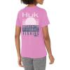imageHUK Womens Short Sleeve Performance Tee  Ladies Fishing TShirtStriped Horizon  Tropic Pink Heather