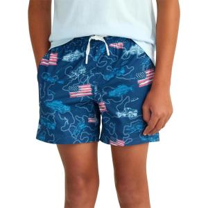 imageHUK Boys Pursuit Volley Pattern QuickDry Shorts for KidsFish and Flags  Set Sail