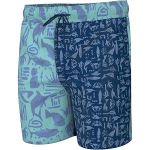imageHUK Boys Pursuit Volley Pattern QuickDry Shorts for KidsTiki Beach  Marine Blue