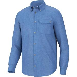 imageHUK Mens Tide Point Long Sleeve Shirt Fishing Button DownChambray  Set Sail