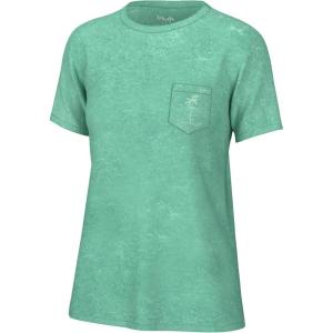 imageHUK Womens Short Sleeve Mineral Wash Pocket Tee Fishing TShirtBermuda
