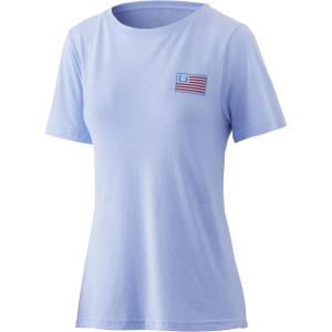 imageHUK Womens Short Sleeve Performance Tee  Ladies Fishing TShirtHuk  Bars  Coastal Sky Heaather