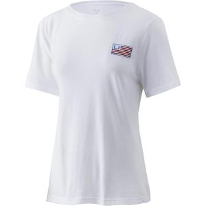 imageHUK Womens Short Sleeve Performance Tee  Ladies Fishing TShirtHuk  Bars  White