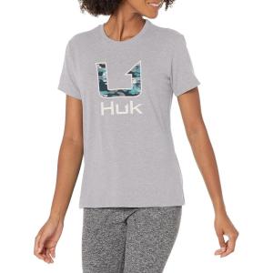 imageHUK Womens Short Sleeve Performance Tee  Ladies Fishing TShirtHuk Style  Overcast Grey Heather