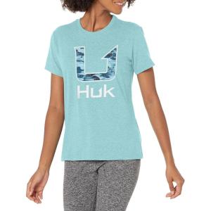 imageHUK Womens Short Sleeve Performance Tee  Ladies Fishing TShirtHuk Style  Porcelian Blue Heather
