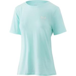 imageHUK Womens Short Sleeve Performance Tee  Ladies Fishing TShirtJelly Fish  Beach Glass Heather