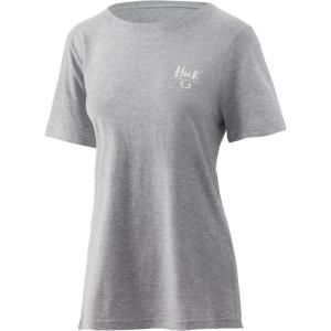 imageHUK Womens Short Sleeve Performance Tee  Ladies Fishing TShirtJelly Fish  Oyster Heather