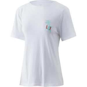 imageHUK Womens Short Sleeve Performance Tee  Ladies Fishing TShirtMarlin Palm Horizon  White