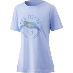 imageHUK Womens Short Sleeve Performance Tee  Ladies Fishing TShirtSea Turtle  Coastal Sky Heaather