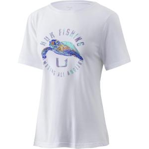 imageHUK Womens Short Sleeve Performance Tee  Ladies Fishing TShirtSea Turtle  White