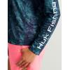 imageHUK Womens Pursuit Patterned Crew Sleeve Performance ShirtAqua Dye  Naval Academy