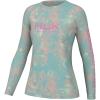 imageHUK Womens Pursuit Patterned Crew Sleeve Performance ShirtAqua Dye  Marine Blue