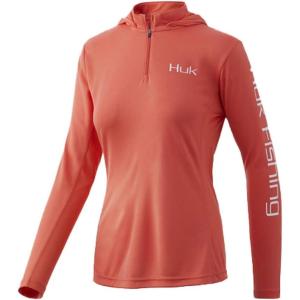 imageHUK Womens Icon X Hoodie UPF 50 LongSleeve Fishing ShirtFusion Coral