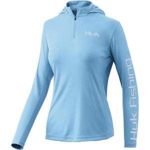 imageHUK Womens Icon X Hoodie UPF 50 LongSleeve Fishing ShirtIce Blue