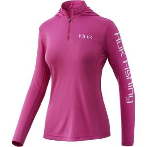 imageHUK Womens Icon X Hoodie UPF 50 LongSleeve Fishing ShirtRose Violet