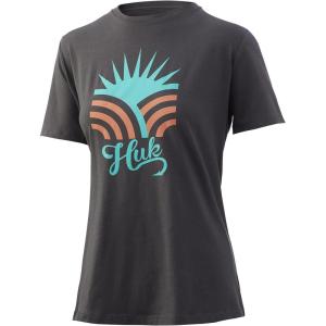 imageHUK Womens Performance Fishing Crew Tee  Ladies TShirtSunburst  Charcoal Grey