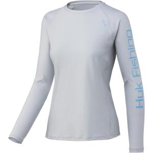 imageHUK Womens Pursuit Long Sleeve Performance Shirt  Sun ProtectionCircle Camo  Oyster