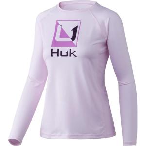 imageHUK Womens Pursuit Long Sleeve Performance Shirt  Sun ProtectionHuk Reflection  Barely Pink
