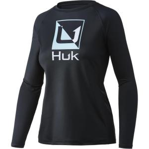 imageHUK Womens Pursuit Long Sleeve Performance Shirt  Sun ProtectionHuk Reflection  Black