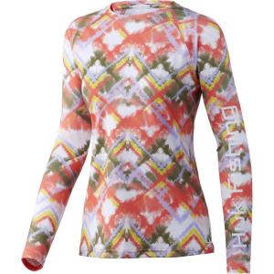 imageHUK Womens Pursuit Long Sleeve Performance Shirt  Sun ProtectionRoy Troy  Hot Coral
