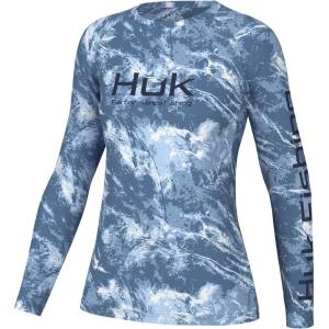 imageHUK Womens Pursuit Patterned Crew Sleeve Performance ShirtMossy Oak Stormwater Spindrift