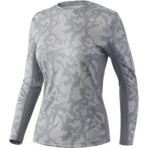 imageHUK Womens Icon X Camo Long Sleeve Performance Fishing ShirtRunning Lakes  Overcast Grey
